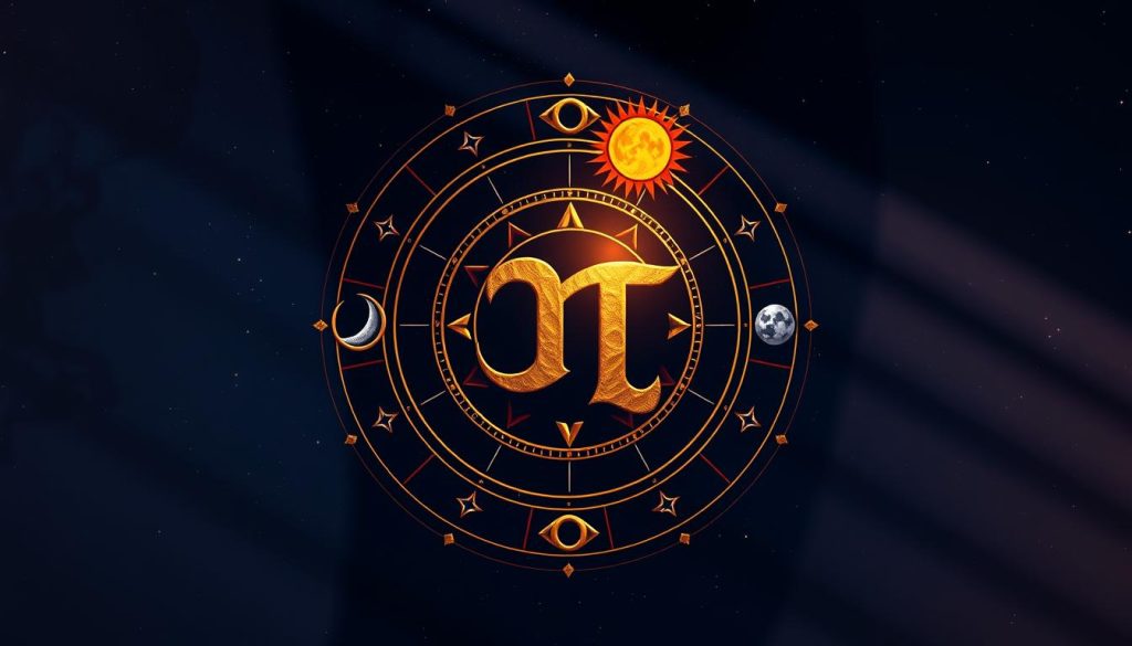A detailed astrological illustration of the zodiac sign, featuring a central emblem surrounded by celestial elements. The sign is rendered in a rich, metallic gold hue, glowing with an inner luminescence. Orbiting the emblem are stylized representations of the sun, moon, and mercury, each depicted as celestial bodies in shades of orange, silver, and blue. The background is a deep, indigo-tinted sky, dotted with twinkling stars. Dramatic lighting casts dramatic shadows, imbuing the scene with a sense of mysticism and grandeur. The overall composition balances geometric precision with organic, flowing elements, capturing the timeless essence of astrology. A detailed astrological illustration of the zodiac sign, featuring a central emblem surrounded by celestial elements. The sign is rendered in a rich, metallic gold hue, glowing with an inner luminescence. Orbiting the emblem are stylized representations of the sun, moon, and mercury, each depicted as celestial bodies in shades of orange, silver, and blue. The background is a deep, indigo-tinted sky, dotted with twinkling stars. Dramatic lighting casts dramatic shadows, imbuing the scene with a sense of mysticism and grandeur. The overall composition balances geometric precision with organic, flowing elements, capturing the timeless essence of astrology.