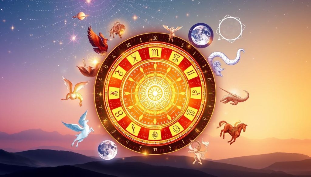 A visually striking digital collage depicting the astrological highlights of the week. In the foreground, a centrally-positioned zodiac wheel is illuminated by warm, ethereal lighting, surrounded by shimmering celestial elements - stars, planets, and cosmic swirls. The middle ground features dynamic illustrations of the 12 astrological signs, each radiating its unique energy and symbolism. The background showcases a soft, gradient-based landscape, evoking a sense of timeless mysticism. The overall composition conveys a harmonious balance between the individual signs and the overarching cosmic forces that shape the week's astrological events. A visually striking digital collage depicting the astrological highlights of the week. In the foreground, a centrally-positioned zodiac wheel is illuminated by warm, ethereal lighting, surrounded by shimmering celestial elements - stars, planets, and cosmic swirls. The middle ground features dynamic illustrations of the 12 astrological signs, each radiating its unique energy and symbolism. The background showcases a soft, gradient-based landscape, evoking a sense of timeless mysticism. The overall composition conveys a harmonious balance between the individual signs and the overarching cosmic forces that shape the week's astrological events.