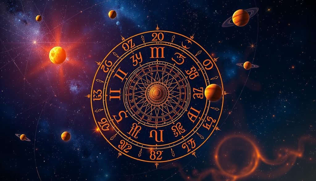 Astrology of October 2025: A celestial canvas filled with astrological symbols and planetary alignments. Vibrant hues of deep blues and golds illuminate the night sky, casting a mystical glow over the scene. In the foreground, a zodiac wheel spins, its intricate designs and astrological motifs hinting at the cosmic forces at play. Planets orbit gracefully, their sizes and positions reflecting the influential energies of the day. Wisps of cosmic dust and starlight weave through the composition, creating a sense of ethereal wonder. Subtle lighting casts dramatic shadows, adding depth and a sense of grandeur to the celestial display. The overall atmosphere evokes a profound connection to the mysteries of the universe, inviting the viewer to ponder the secrets of the stars. Astrology of October 2025: A celestial canvas filled with astrological symbols and planetary alignments. Vibrant hues of deep blues and golds illuminate the night sky, casting a mystical glow over the scene. In the foreground, a zodiac wheel spins, its intricate designs and astrological motifs hinting at the cosmic forces at play. Planets orbit gracefully, their sizes and positions reflecting the influential energies of the day. Wisps of cosmic dust and starlight weave through the composition, creating a sense of ethereal wonder. Subtle lighting casts dramatic shadows, adding depth and a sense of grandeur to the celestial display. The overall atmosphere evokes a profound connection to the mysteries of the universe, inviting the viewer to ponder the secrets of the stars.