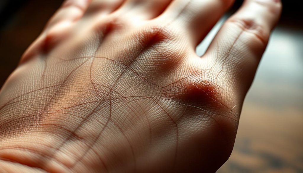 A close-up view of a human palm, illuminated by soft, natural lighting. The lines on the skin are clearly visible, forming intricate patterns that resemble ancient scripts or maps. The lines converge and diverge, creating a sense of depth and complexity. The background is blurred, allowing the focus to remain solely on the detailed lines of the palm. The overall mood is one of mystery and introspection, inviting the viewer to ponder the secrets hidden within the lines of life. A close-up view of a human palm, illuminated by soft, natural lighting. The lines on the skin are clearly visible, forming intricate patterns that resemble ancient scripts or maps. The lines converge and diverge, creating a sense of depth and complexity. The background is blurred, allowing the focus to remain solely on the detailed lines of the palm. The overall mood is one of mystery and introspection, inviting the viewer to ponder the secrets hidden within the lines of life.