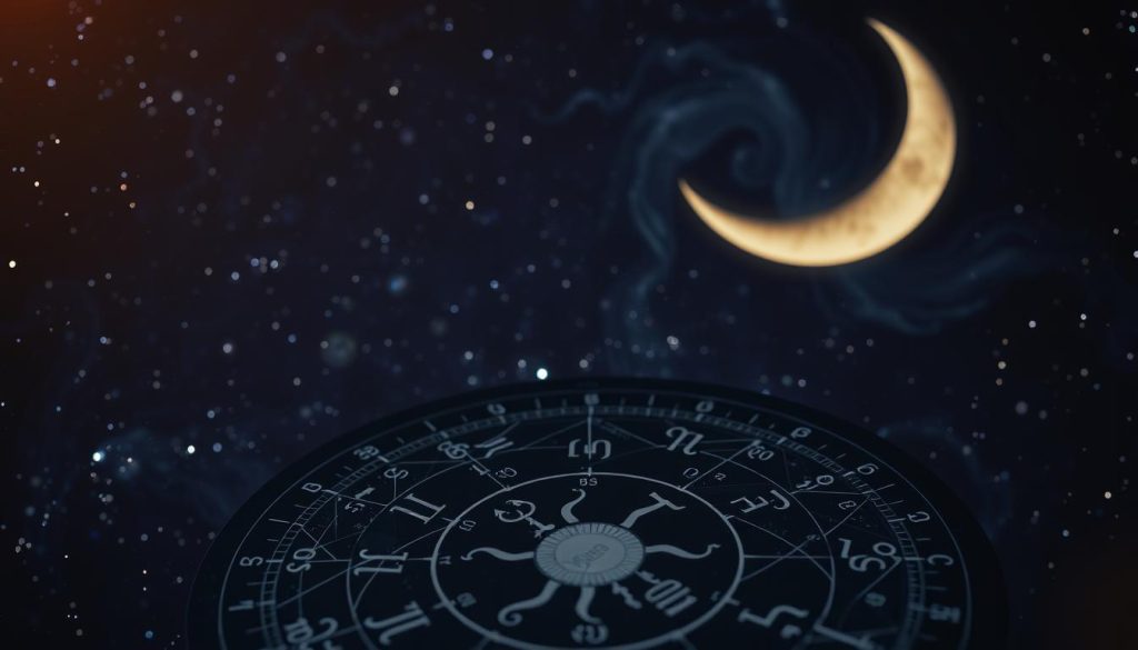 A detailed horoscope and astrological chart displayed against a starry night sky, with a crescent moon and swirling cosmic energy in the background. In the foreground, zodiac symbols and celestial patterns are depicted in a mystical, otherworldly style, conveying a sense of ancient wisdom and divine guidance. The lighting is soft and atmospheric, creating a serene, contemplative mood. The composition is balanced and visually striking, showcasing the beauty and complexity of astrological divination. A detailed horoscope and astrological chart displayed against a starry night sky, with a crescent moon and swirling cosmic energy in the background. In the foreground, zodiac symbols and celestial patterns are depicted in a mystical, otherworldly style, conveying a sense of ancient wisdom and divine guidance. The lighting is soft and atmospheric, creating a serene, contemplative mood. The composition is balanced and visually striking, showcasing the beauty and complexity of astrological divination.
