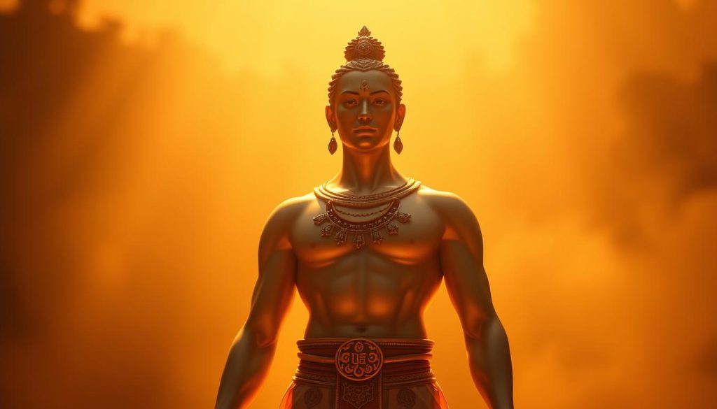 A serene and powerful figure stands in the center of the frame, exuding a radiant aura of personal energy and inner strength. Bathed in warm, golden light that filters through a hazy, atmospheric background, the subject's posture is upright and confident, their gaze steady and resolute. Intricate, ornamental details adorn the figure, symbolizing their connection to ancient wisdom and spiritual traditions. The overall mood is one of tranquility, focus, and unwavering determination - a visual representation of the importance of personal energy and inner fortitude on this auspicious day. A serene and powerful figure stands in the center of the frame, exuding a radiant aura of personal energy and inner strength. Bathed in warm, golden light that filters through a hazy, atmospheric background, the subject's posture is upright and confident, their gaze steady and resolute. Intricate, ornamental details adorn the figure, symbolizing their connection to ancient wisdom and spiritual traditions. The overall mood is one of tranquility, focus, and unwavering determination - a visual representation of the importance of personal energy and inner fortitude on this auspicious day.