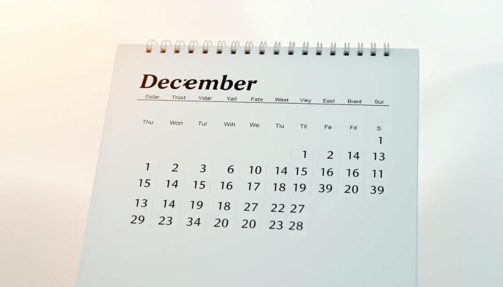 Календарні дані та числові показники грудня: a highly detailed, photorealistic illustration of a December calendar page, with a sleek, minimalist design. The page is displayed against a soft, diffused lighting, creating a warm, cozy atmosphere. In the foreground, the calendar dates are prominently featured, rendered with crisp, clean typography. In the middle ground, numerical data and statistics related to December are shown, presented in a clear, organized manner. The background features subtle, abstract patterns or textures that complement the overall aesthetic. The entire composition conveys a sense of order, clarity, and professionalism, suitable for an informative article section. Календарні дані та числові показники грудня: a highly detailed, photorealistic illustration of a December calendar page, with a sleek, minimalist design. The page is displayed against a soft, diffused lighting, creating a warm, cozy atmosphere. In the foreground, the calendar dates are prominently featured, rendered with crisp, clean typography. In the middle ground, numerical data and statistics related to December are shown, presented in a clear, organized manner. The background features subtle, abstract patterns or textures that complement the overall aesthetic. The entire composition conveys a sense of order, clarity, and professionalism, suitable for an informative article section.