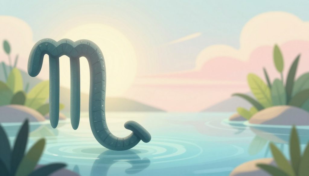 A serene representation of a Scorpio's health and well-being, featuring a calm and balanced Scorpio symbol in the foreground, radiating a soft, nurturing aura. In the middle ground, visualize elements such as vibrant green plants, symbolizing growth and vitality, alongside a tranquil water motif that depicts relaxation and purification. The background should have soft pastel colors, suggesting a peaceful morning sky with gentle sunlight filtering through, creating an uplifting atmosphere. The image should evoke a sense of harmony and wellness, with natural light illuminating the scene, captured in a soft focus lens angle to enhance tranquility. This composition reflects the essence of health, meditation, and emotional balance associated with the Scorpio sign. A serene representation of a Scorpio's health and well-being, featuring a calm and balanced Scorpio symbol in the foreground, radiating a soft, nurturing aura. In the middle ground, visualize elements such as vibrant green plants, symbolizing growth and vitality, alongside a tranquil water motif that depicts relaxation and purification. The background should have soft pastel colors, suggesting a peaceful morning sky with gentle sunlight filtering through, creating an uplifting atmosphere. The image should evoke a sense of harmony and wellness, with natural light illuminating the scene, captured in a soft focus lens angle to enhance tranquility. This composition reflects the essence of health, meditation, and emotional balance associated with the Scorpio sign.