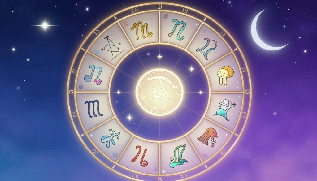 A beautifully structured zodiac wheel, showcasing all twelve astrological signs in intricate detail, positioned prominently in the foreground. The signs are artistically illustrated with their symbols and corresponding elements, glowing softly. In the middle ground, depict a celestial theme with twinkling stars and a crescent moon, indicating the mystical connection of astrology to the universe. The background features a vibrant gradient of deep blues and purples, creating a cosmic atmosphere. The lighting should be gentle and ethereal, enhancing the magical feel of the scene. Capture the essence of the zodiac through a harmonious and tranquil mood, inviting contemplation and reflection on the horoscope for April 13, 2026. A beautifully structured zodiac wheel, showcasing all twelve astrological signs in intricate detail, positioned prominently in the foreground. The signs are artistically illustrated with their symbols and corresponding elements, glowing softly. In the middle ground, depict a celestial theme with twinkling stars and a crescent moon, indicating the mystical connection of astrology to the universe. The background features a vibrant gradient of deep blues and purples, creating a cosmic atmosphere. The lighting should be gentle and ethereal, enhancing the magical feel of the scene. Capture the essence of the zodiac through a harmonious and tranquil mood, inviting contemplation and reflection on the horoscope for April 13, 2026.