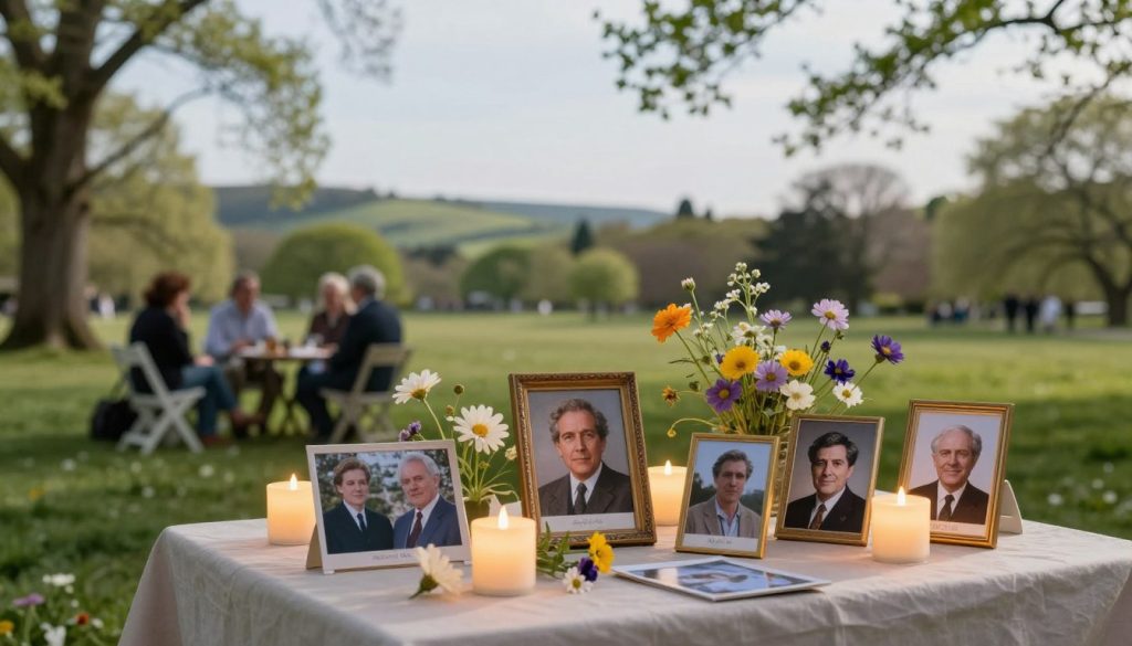 A serene and reflective scene capturing the essence of significant historical events occurring on April 6th. The foreground features a softly glowing candlelit table adorned with photographs of notable individuals born on this day, surrounded by delicate wildflowers in bloom, symbolizing new beginnings. In the middle ground, a serene outdoor setting with a picturesque park under a bright, cloudless sky, where people engage in thoughtful conversations, embodying a feeling of community and celebration. The background is filled with gentle hills and trees, subtly suggesting a tranquil atmosphere. The lighting is warm and inviting, creating a cozy, nostalgic mood. The image conveys a sense of remembrance and appreciation for the historical significance of this day. A serene and reflective scene capturing the essence of significant historical events occurring on April 6th. The foreground features a softly glowing candlelit table adorned with photographs of notable individuals born on this day, surrounded by delicate wildflowers in bloom, symbolizing new beginnings. In the middle ground, a serene outdoor setting with a picturesque park under a bright, cloudless sky, where people engage in thoughtful conversations, embodying a feeling of community and celebration. The background is filled with gentle hills and trees, subtly suggesting a tranquil atmosphere. The lighting is warm and inviting, creating a cozy, nostalgic mood. The image conveys a sense of remembrance and appreciation for the historical significance of this day.