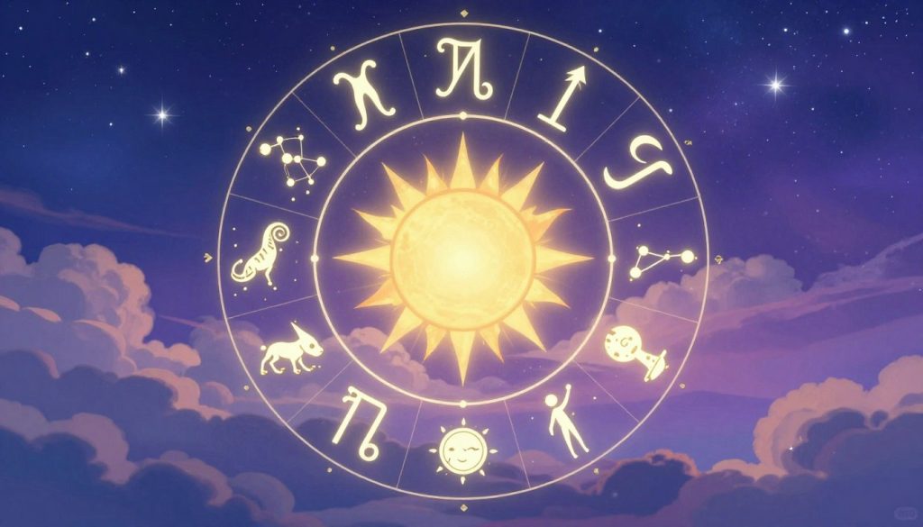 A vibrant, celestial-themed illustration representing the April horoscope, featuring the twelve zodiac signs artistically arranged in a circular pattern around a radiant sun in the center. The foreground includes delicate astrological symbols and constellations illustrated with gold accents, bringing a sense of mystique. In the middle ground, a serene atmosphere is created with soft clouds and stars, subtly illuminated by a twilight glow, casting calming shadows. The background should depict a night sky with deep blues and purples, dotted with twinkling stars. The lighting is ethereal, evoking a sense of wonder and reflection, suitable for a section discussing significant astrological insights of the day, 21.04.2026. The overall mood should be enchanting and introspective, inviting viewers to explore their daily horoscope. A vibrant, celestial-themed illustration representing the April horoscope, featuring the twelve zodiac signs artistically arranged in a circular pattern around a radiant sun in the center. The foreground includes delicate astrological symbols and constellations illustrated with gold accents, bringing a sense of mystique. In the middle ground, a serene atmosphere is created with soft clouds and stars, subtly illuminated by a twilight glow, casting calming shadows. The background should depict a night sky with deep blues and purples, dotted with twinkling stars. The lighting is ethereal, evoking a sense of wonder and reflection, suitable for a section discussing significant astrological insights of the day, 21.04.2026. The overall mood should be enchanting and introspective, inviting viewers to explore their daily horoscope.